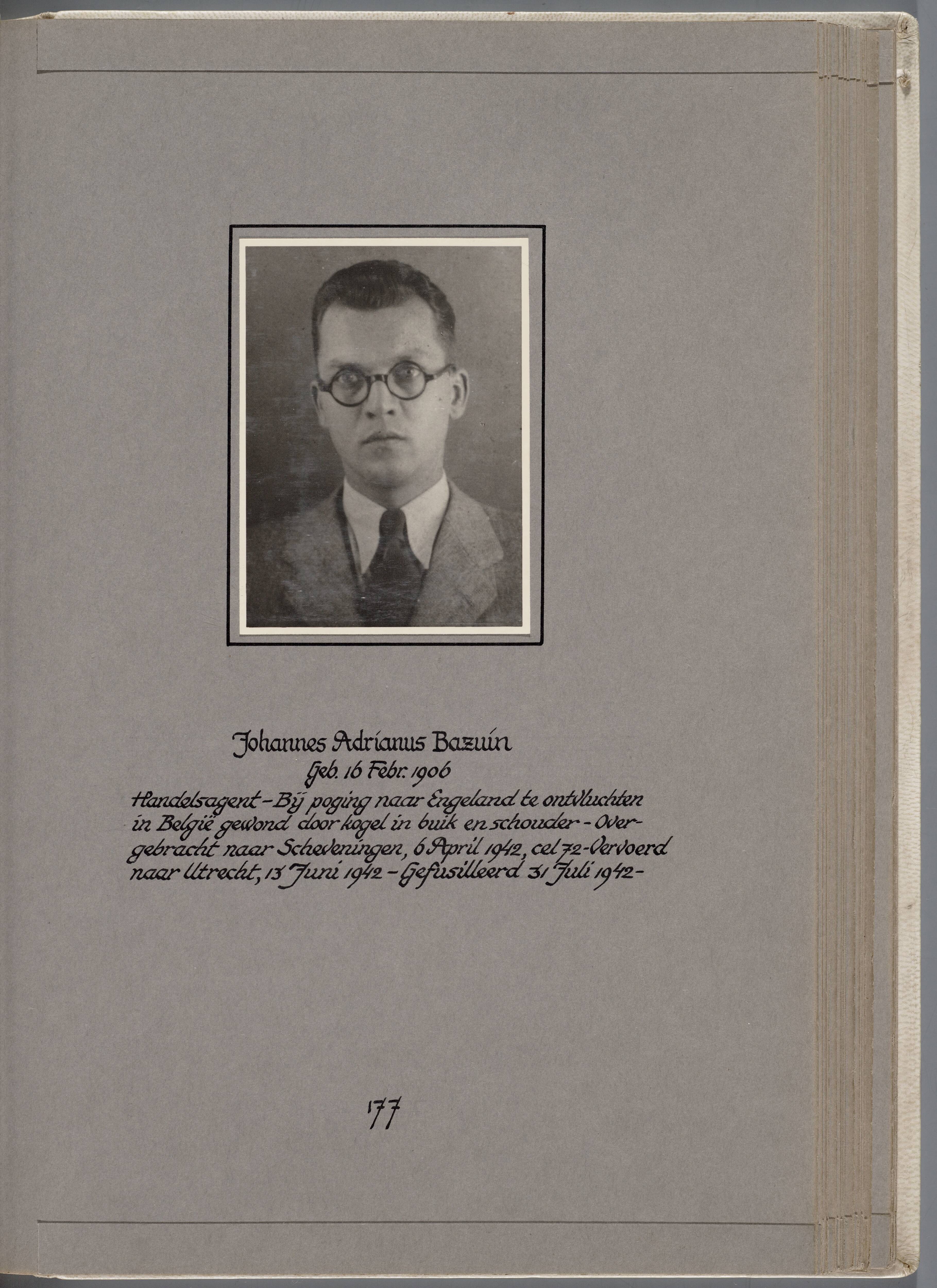 Stichting Oranjehotel: Doodenboeken Johannes Adrianus Bazuin