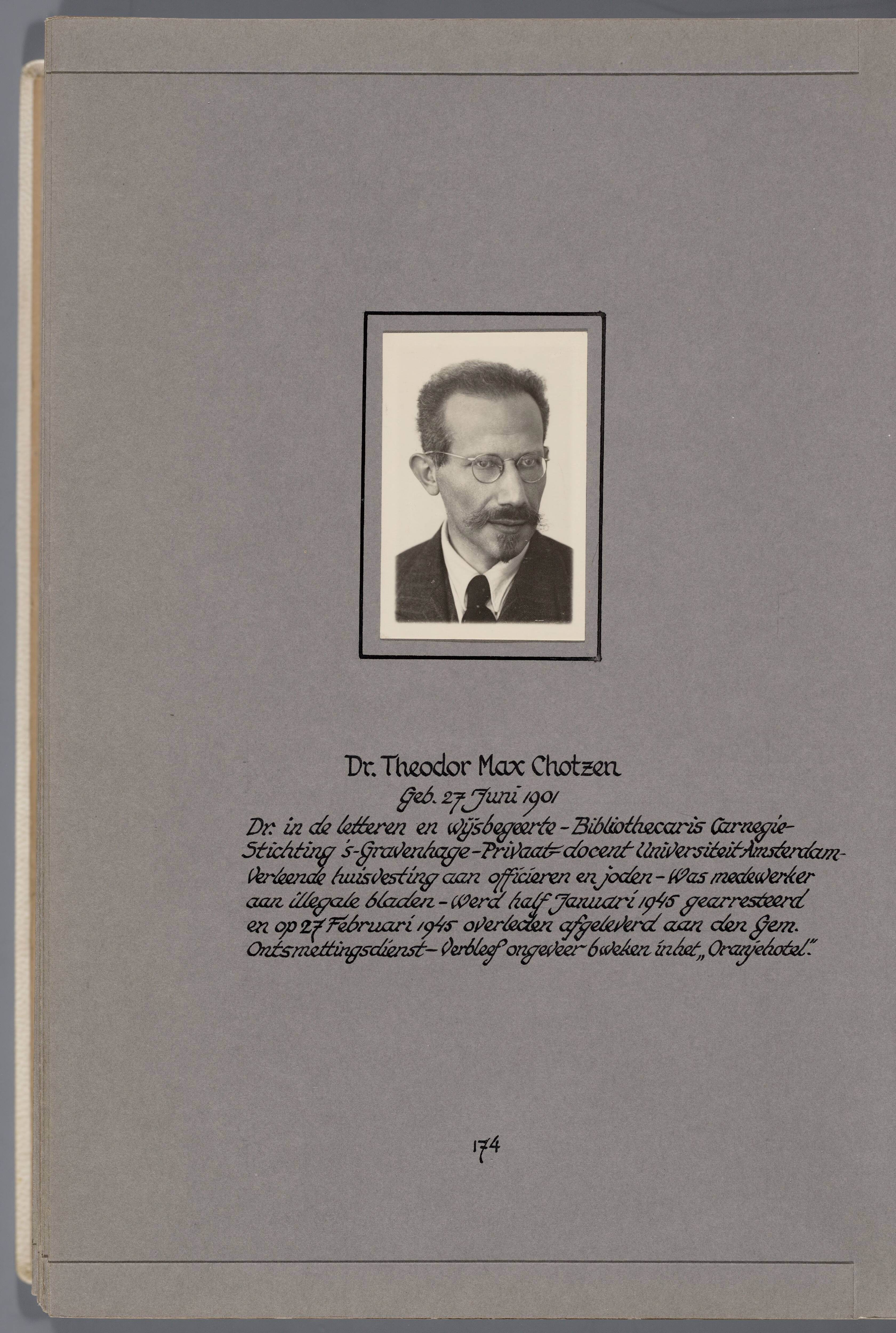 Stichting Oranjehotel: Doodenboeken Theodoor Max Chotzen