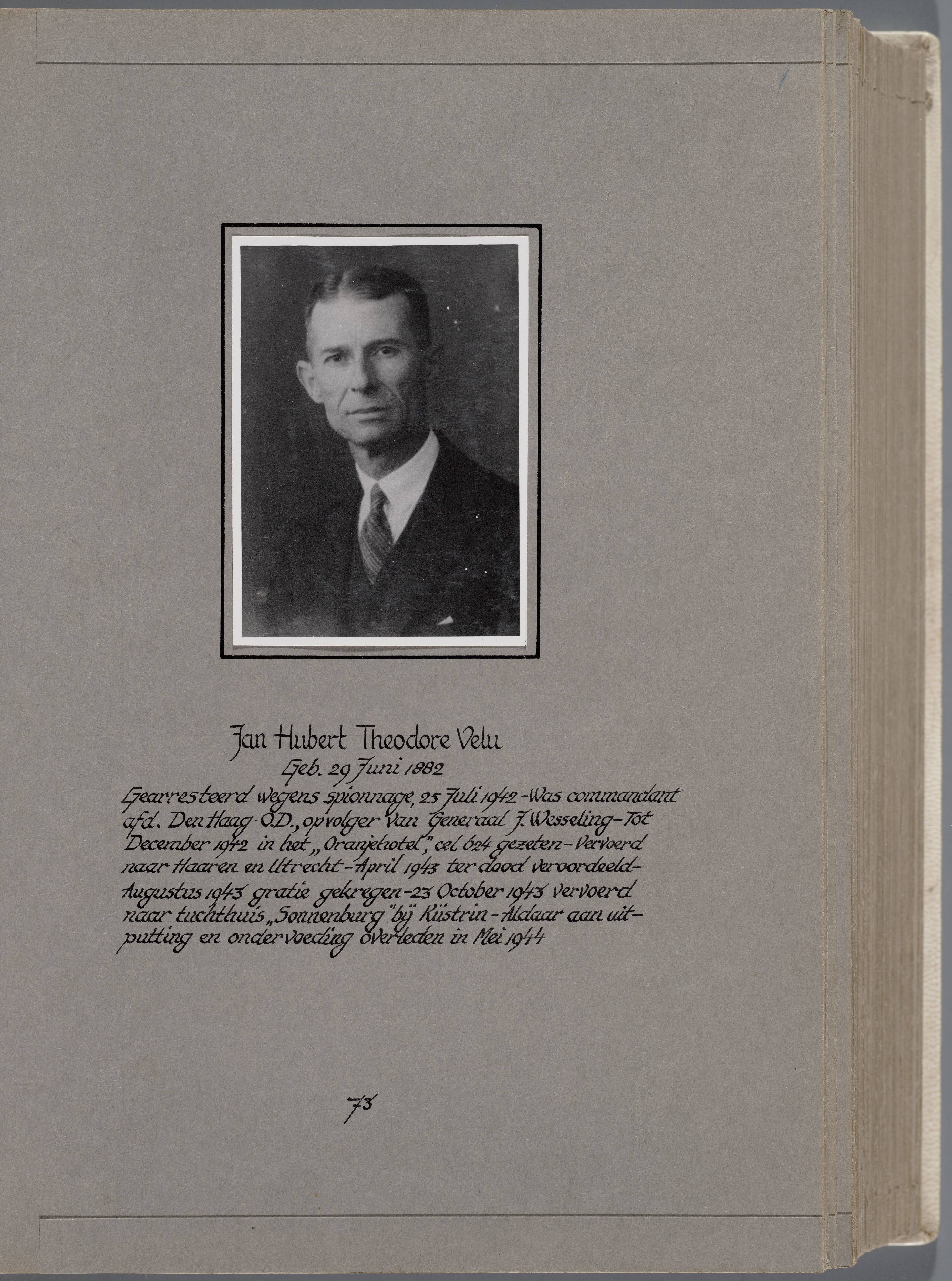 Stichting Oranjehotel: Doodenboeken Jan Hubert Theodore Velu