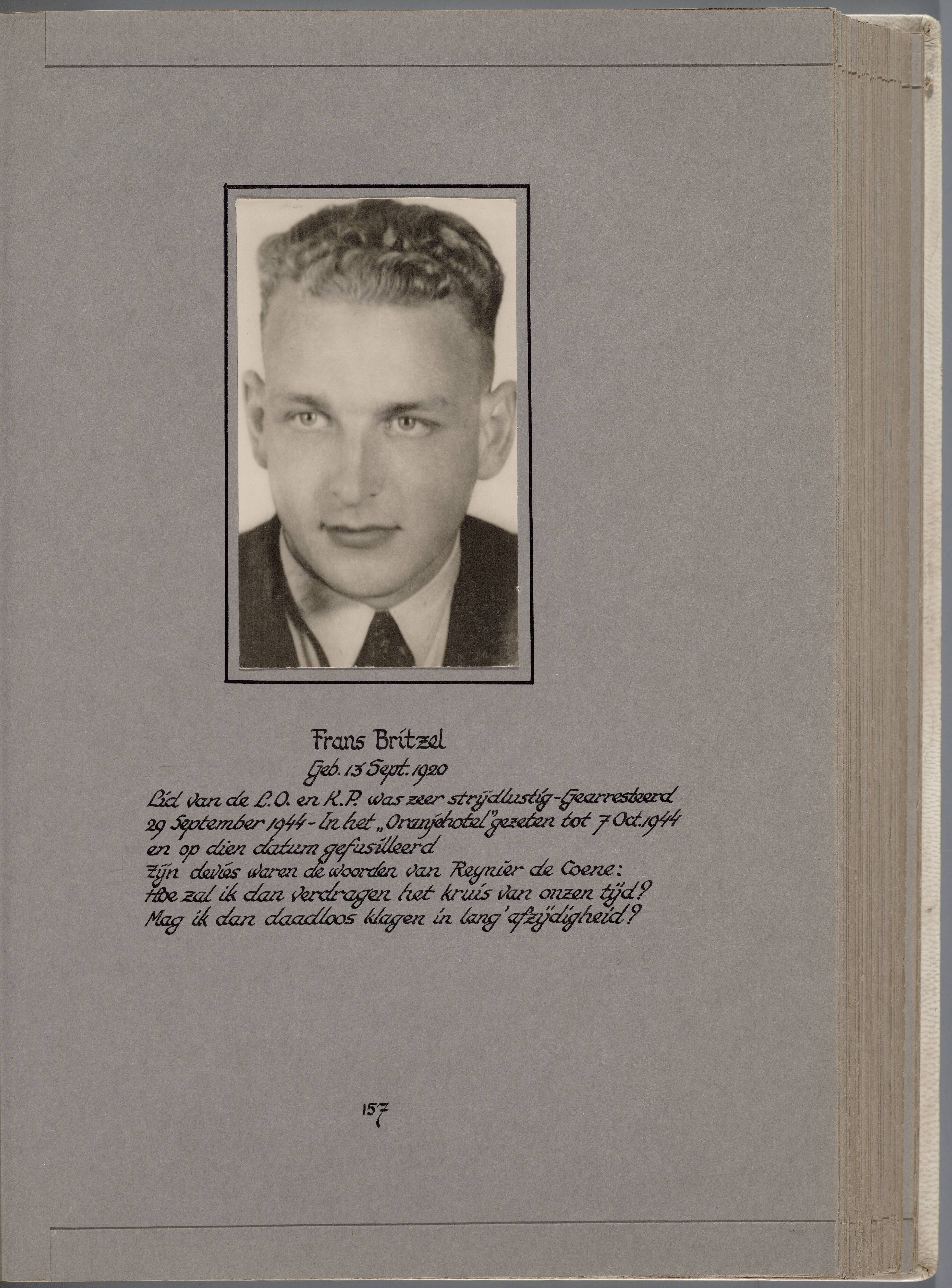 Stichting Oranjehotel: Doodenboeken Frans Britzel