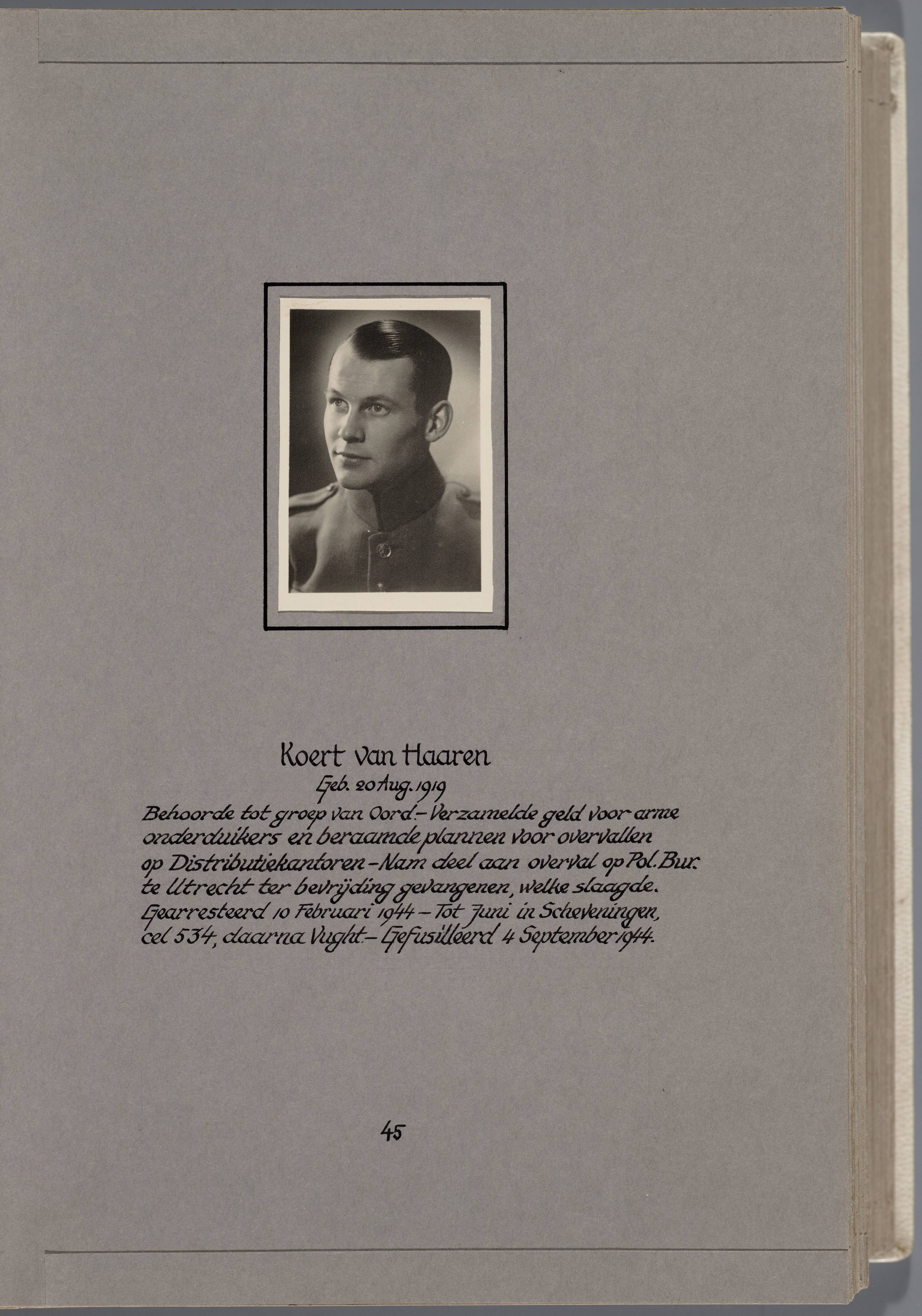 Stichting Oranjehotel: Doodenboeken Koert Bruno Maria van Haaren