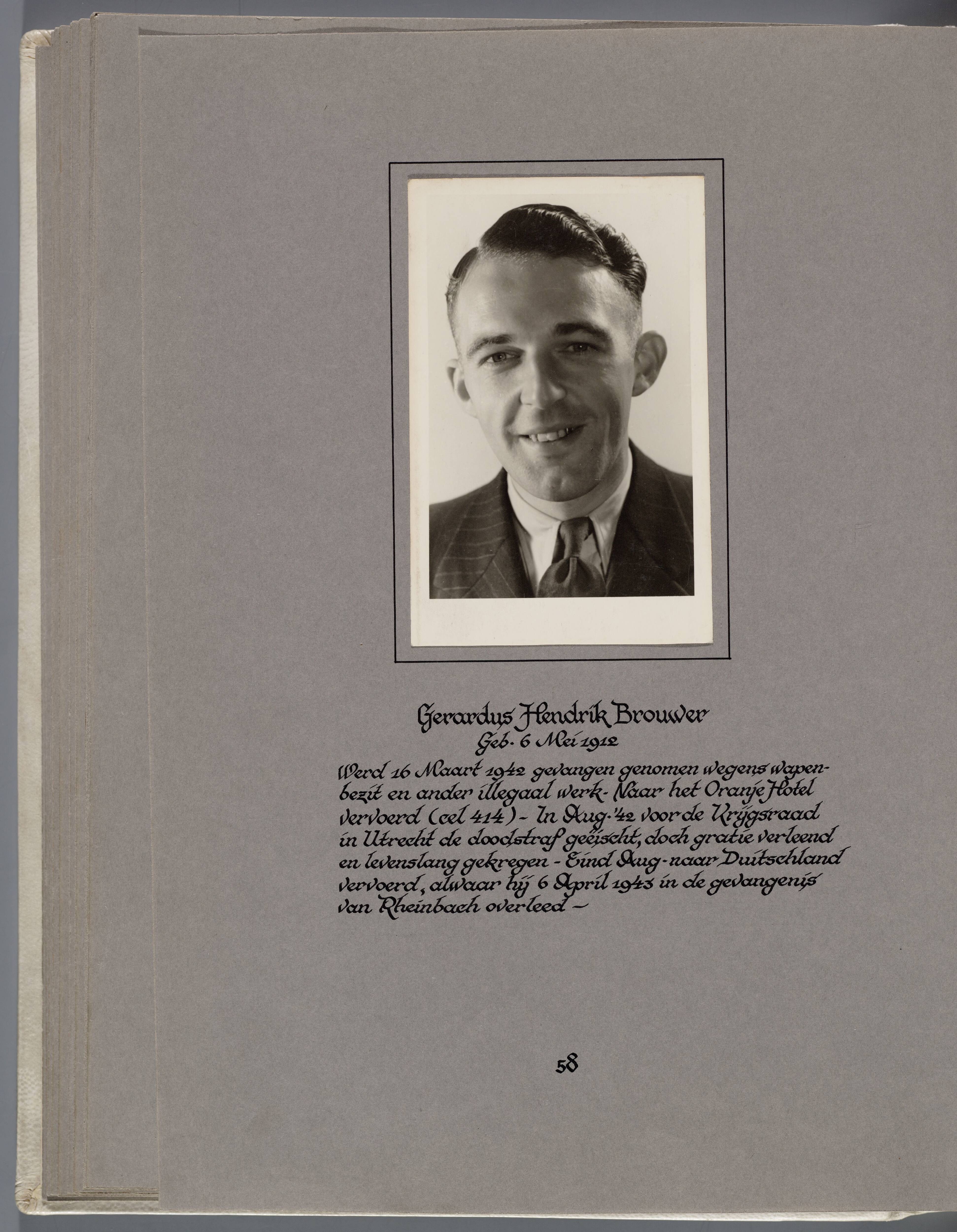 Stichting Oranjehotel: Doodenboeken Gerardus Hendrik Brouwer