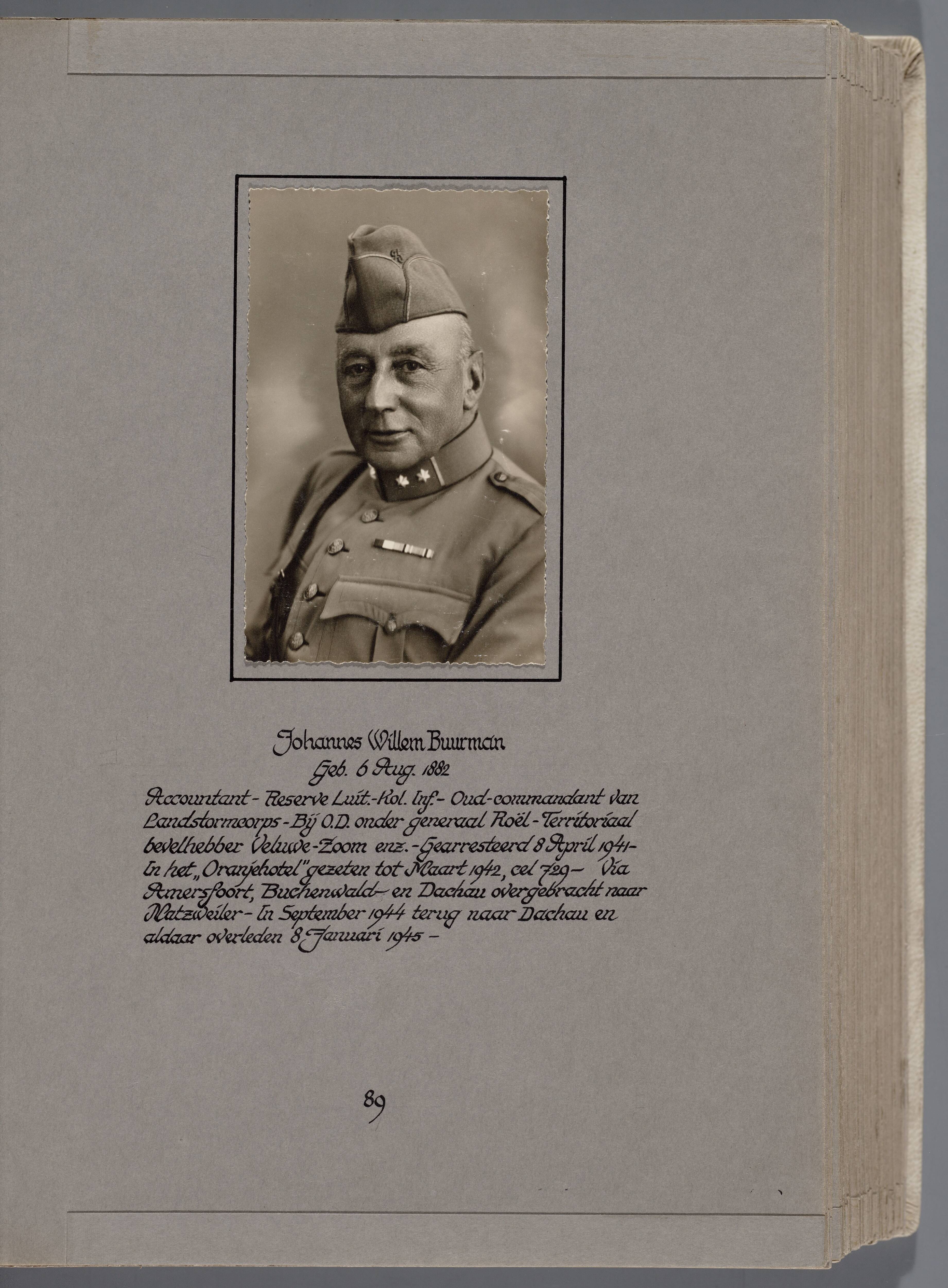 Stichting Oranjehotel: Doodenboeken Johannes Willem Buurman