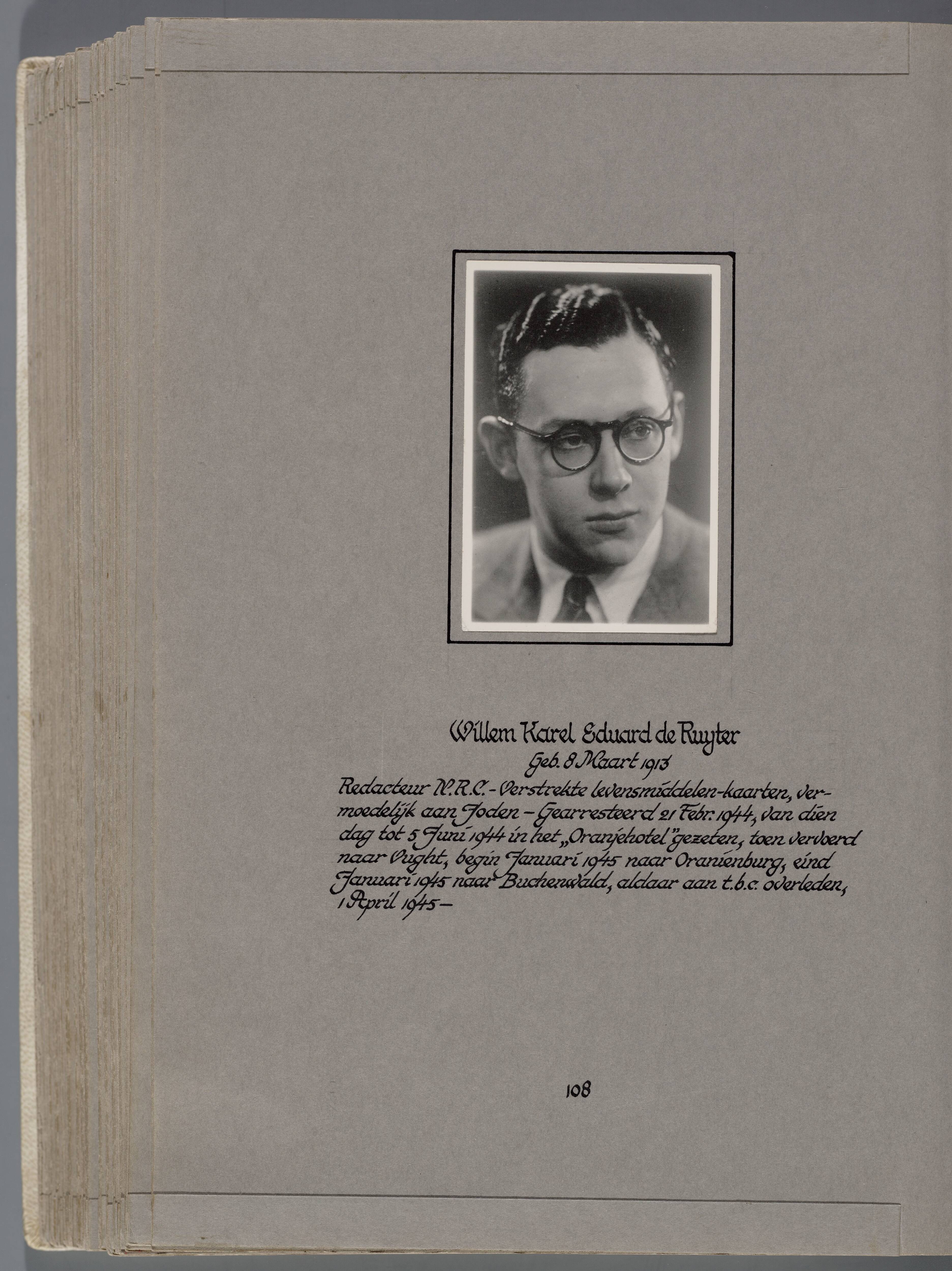 Stichting Oranjehotel: Doodenboeken Willem Karel Eduard de Ruyter