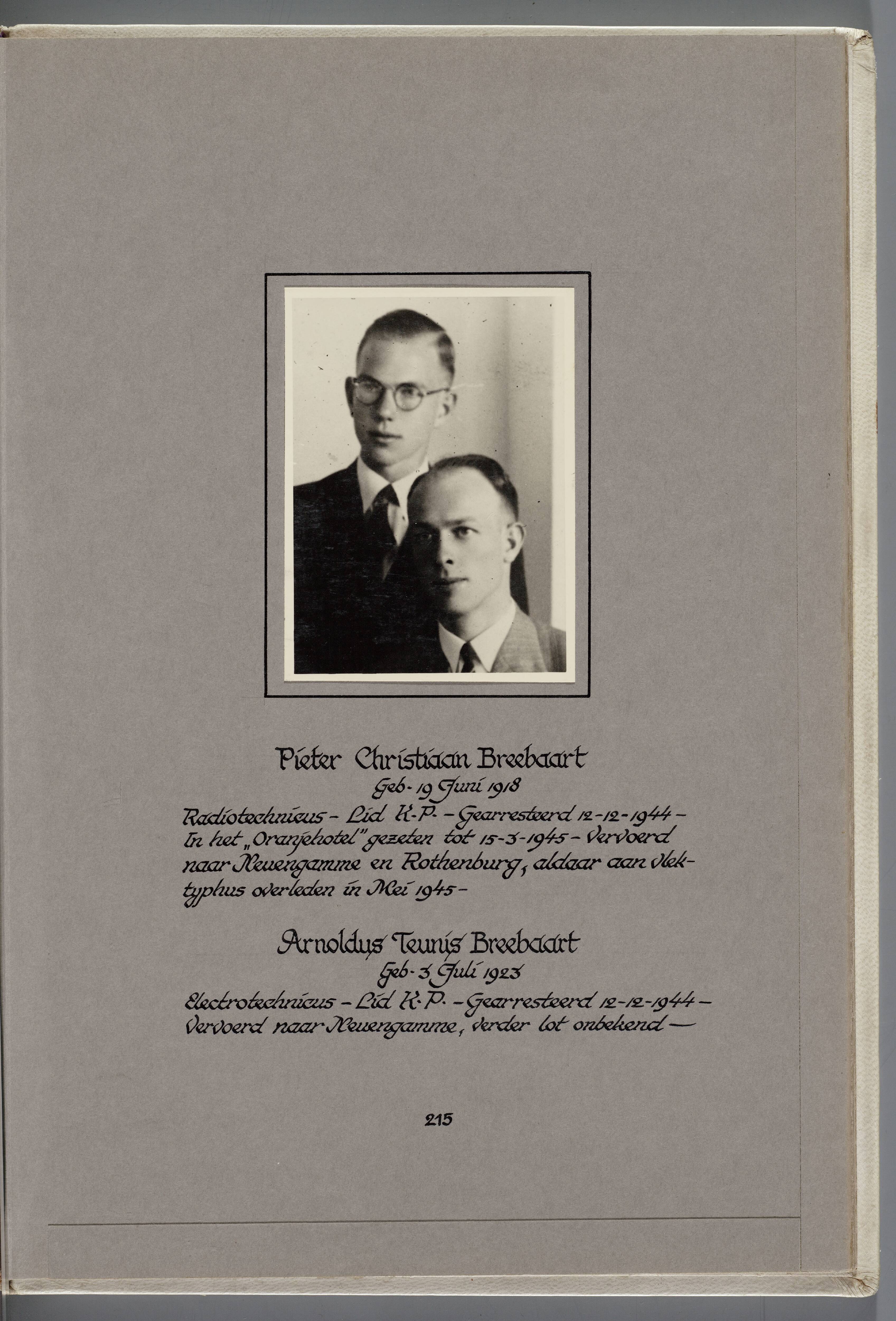 Stichting Oranjehotel: Doodenboeken Pieter Christiaan Breebaart