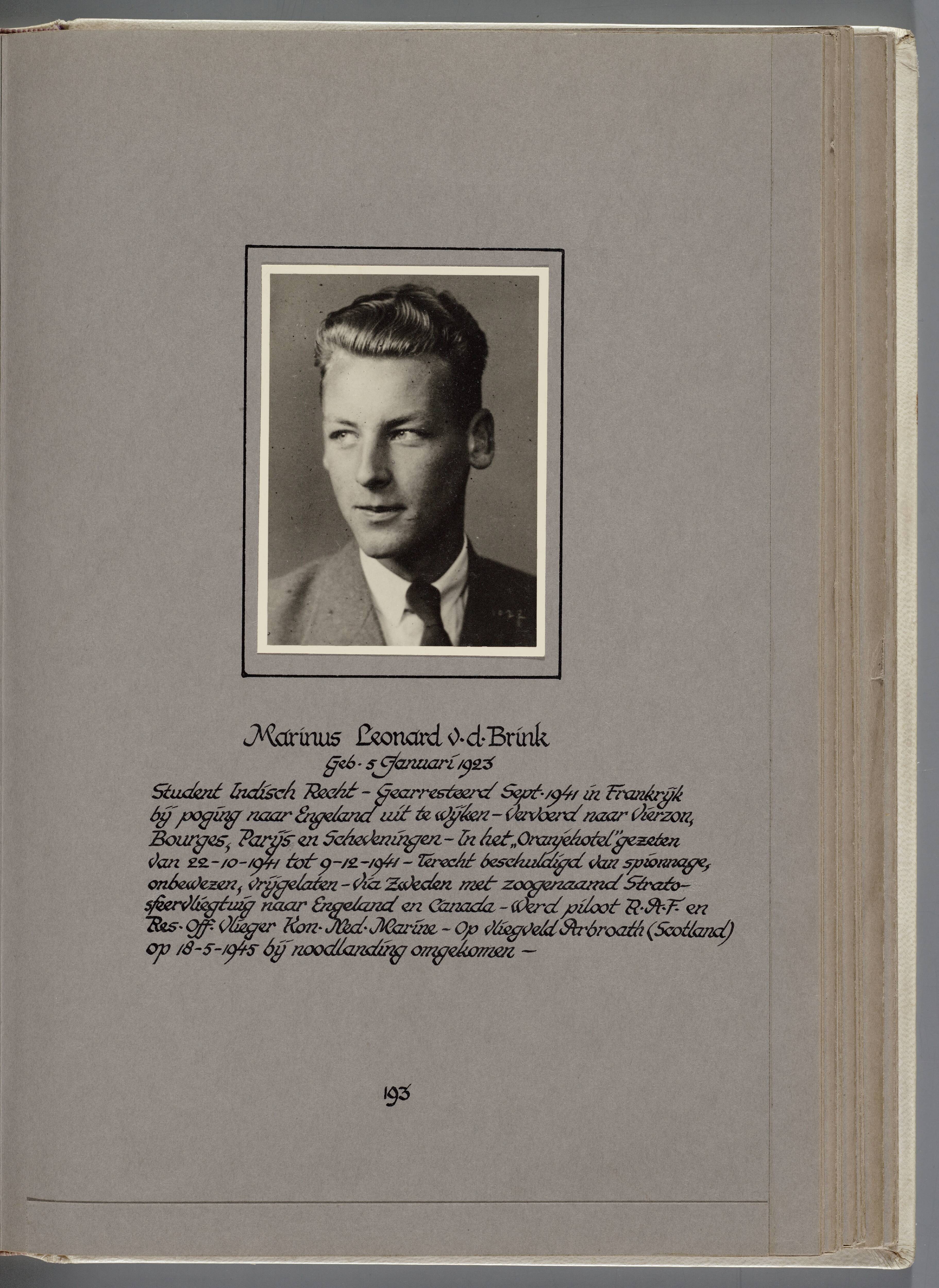 Stichting Oranjehotel: Doodenboeken Marinus Leonard van den Brink