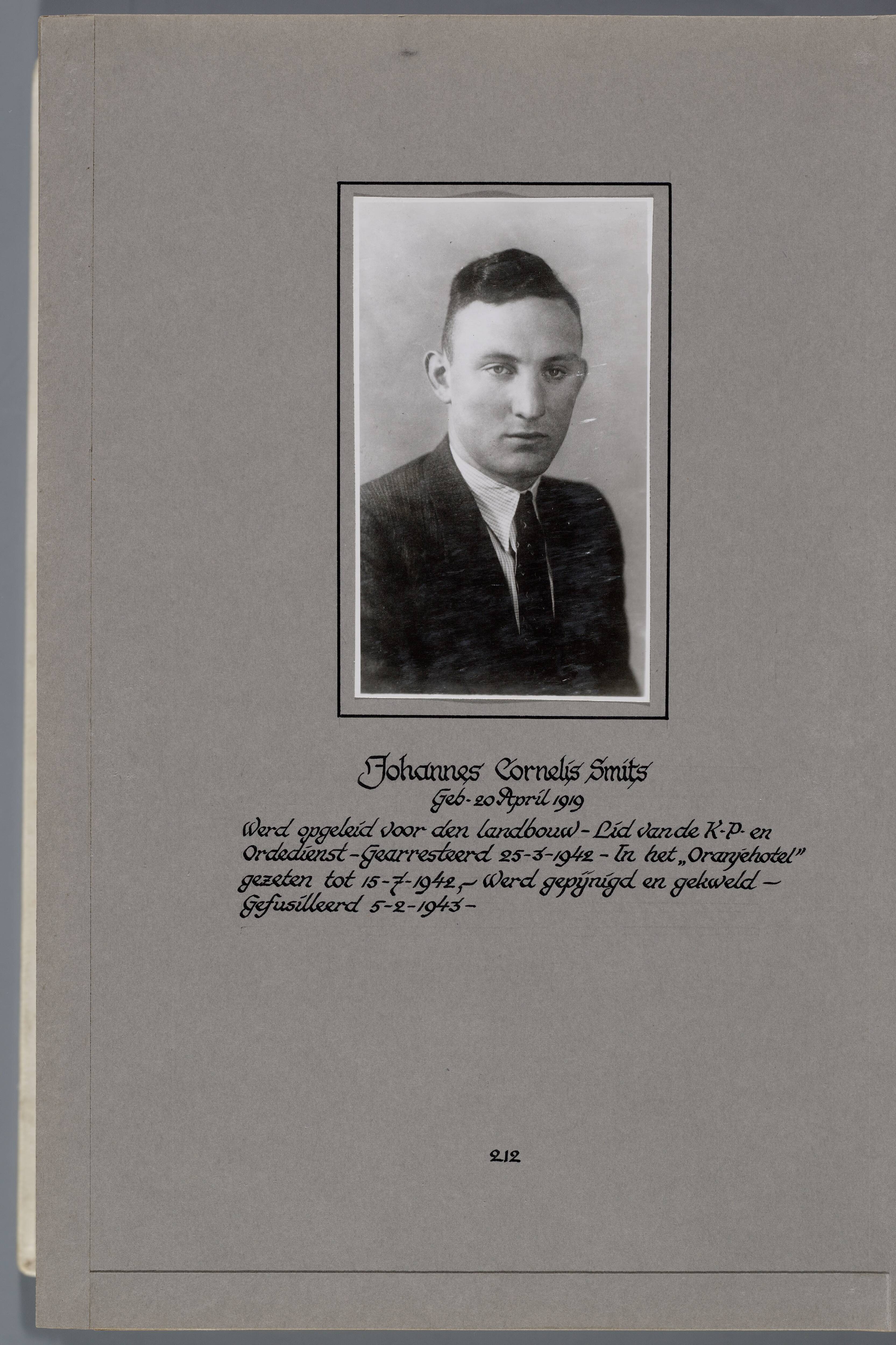 Stichting Oranjehotel: Doodenboeken Johannes Cornelis Smits