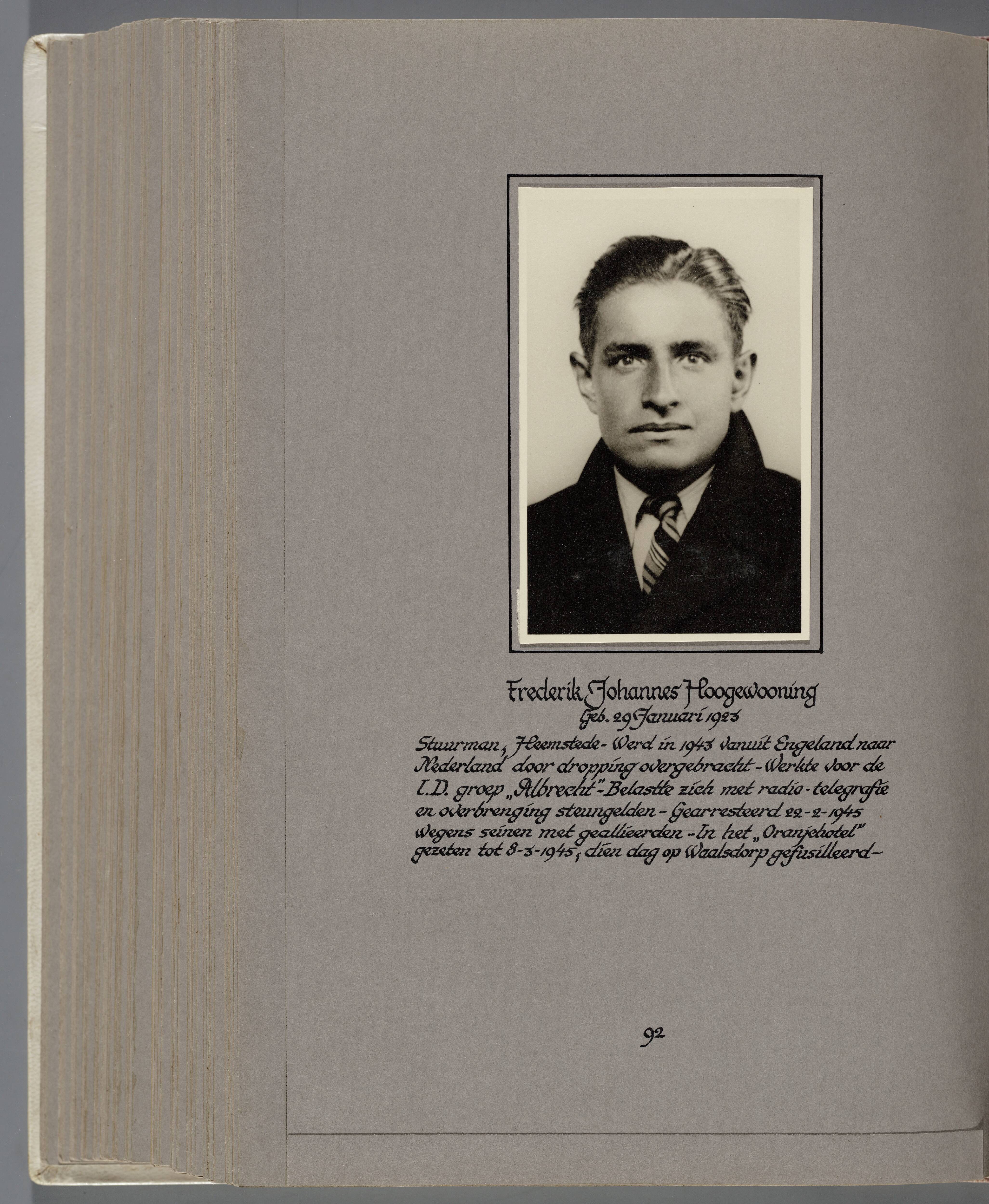 Stichting Oranjehotel: Doodenboeken Frederik Johannes Hoogewooning