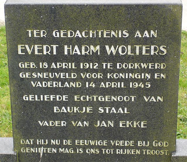 Afbeelding van graf of monument van Evert Harm Wolters