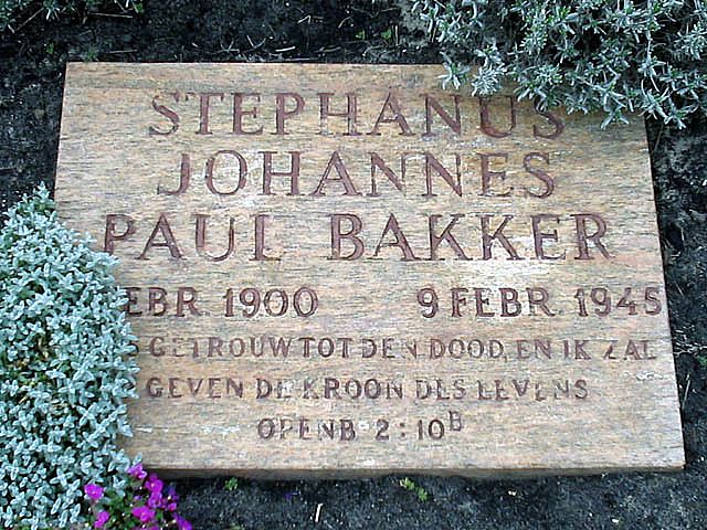 Afbeelding van graf of monument van Stephanus Johannes Paul Bakker