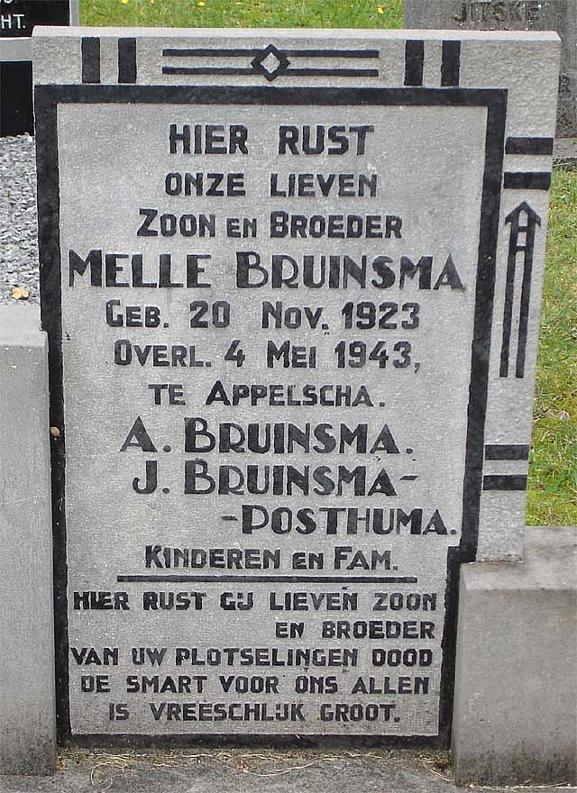 Afbeelding van graf of monument van Melle Bruinsma
