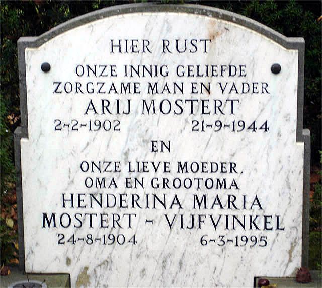 Afbeelding van graf of monument van Arij Mostert