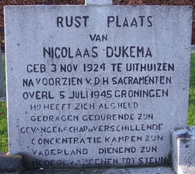 Afbeelding van graf of monument van Nicolaas Dijkema