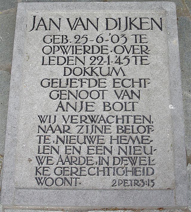 Afbeelding van graf of monument van Jan van Dijken
