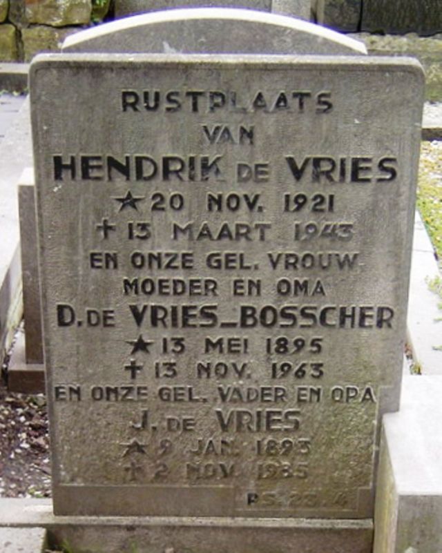 Afbeelding van graf of monument van Hendrik de Vries