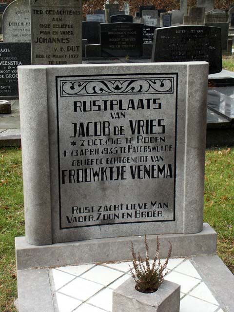 Afbeelding van graf of monument van Jacob de Vries