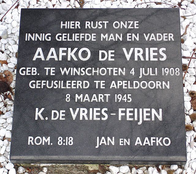 Afbeelding van graf of monument van Aafko de Vries