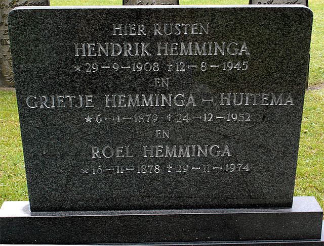 Afbeelding van graf of monument van Hendrik Poppe Hemminga