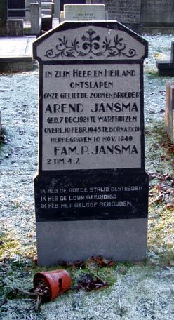 Afbeelding van graf of monument van Arend Jansma