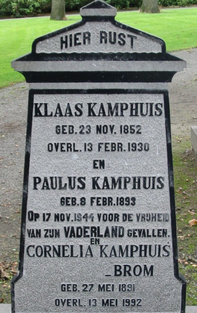 Afbeelding van graf of monument van Paulus Kamphuis