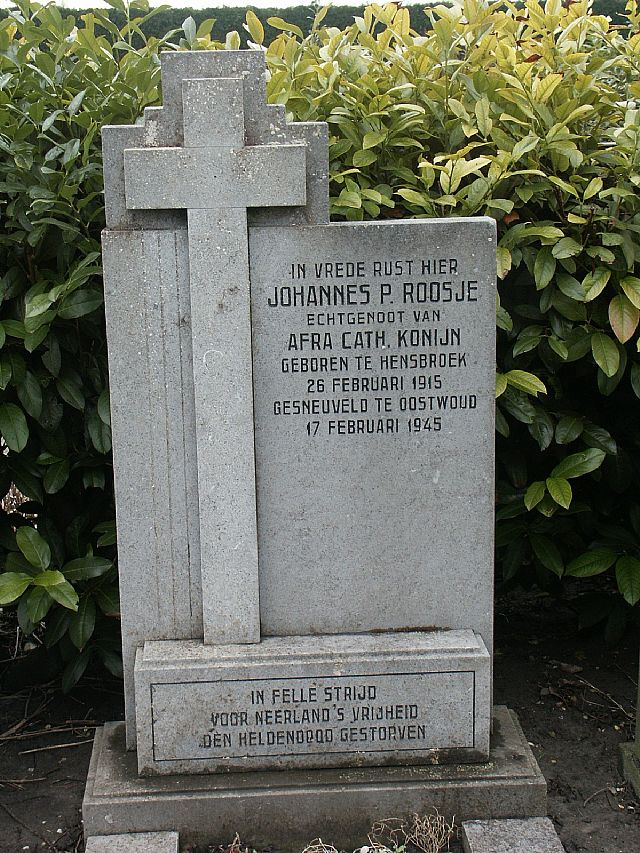 Afbeelding van graf of monument van Johannes Petrus Roosje