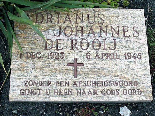 Afbeelding van graf of monument van Adrianus Johannes de Rooij