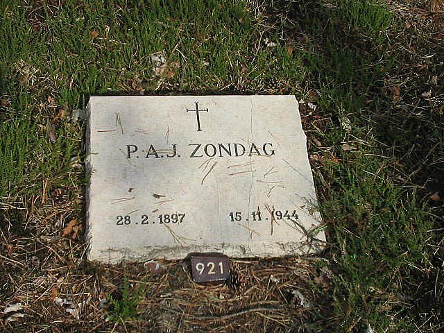 Afbeelding van graf of monument van Petrus Arnoldus Johannes Zondag