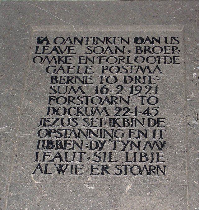 Afbeelding van graf of monument van Gaele Postma