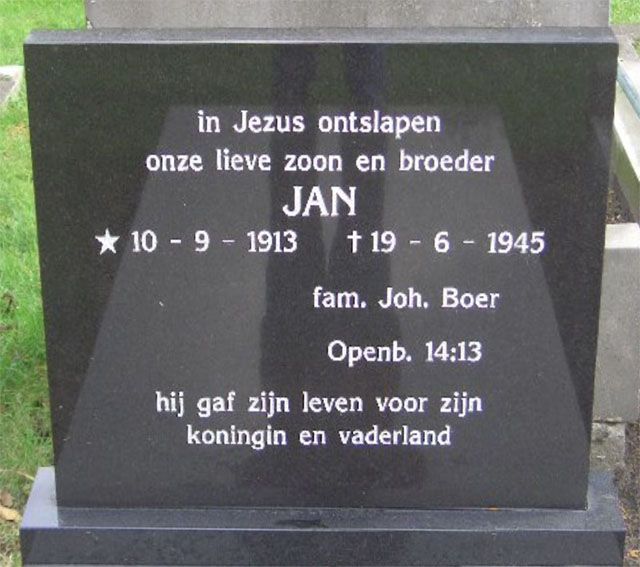 Afbeelding van graf of monument van Jan Boer