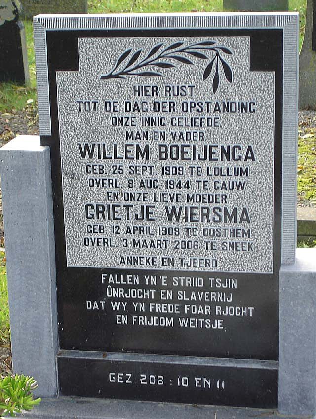 Afbeelding van graf of monument van Willem Boeijenga