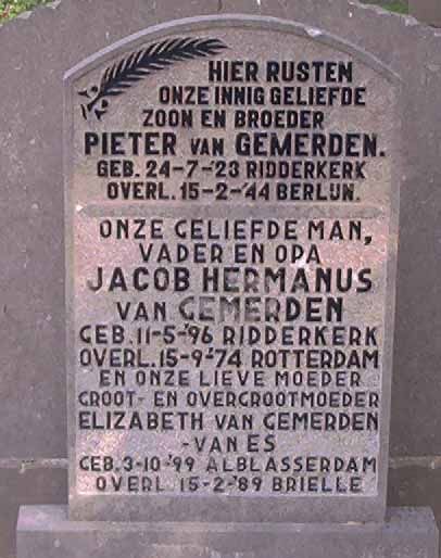Afbeelding van graf of monument van Pieter van Gemerden