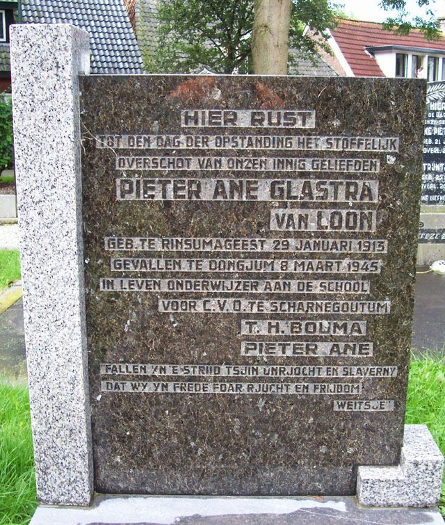 Afbeelding van graf of monument van Pieter Ane Glastra van Loon