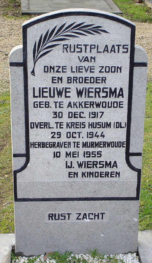 Afbeelding van graf of monument van Lieuwe Wiersma