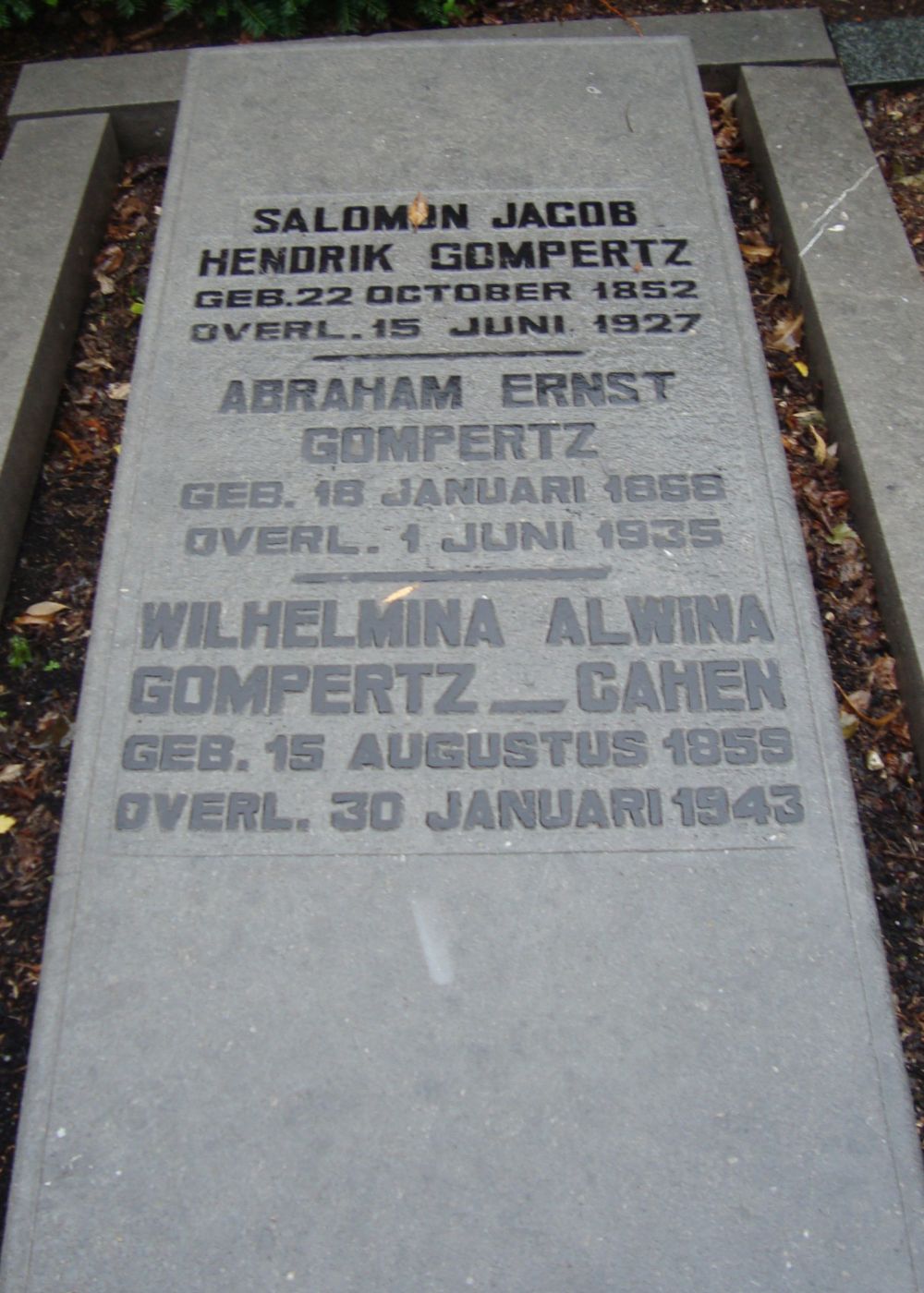 Afbeelding van graf of monument van Wilhelmina Alwina Gompertz-Cahen