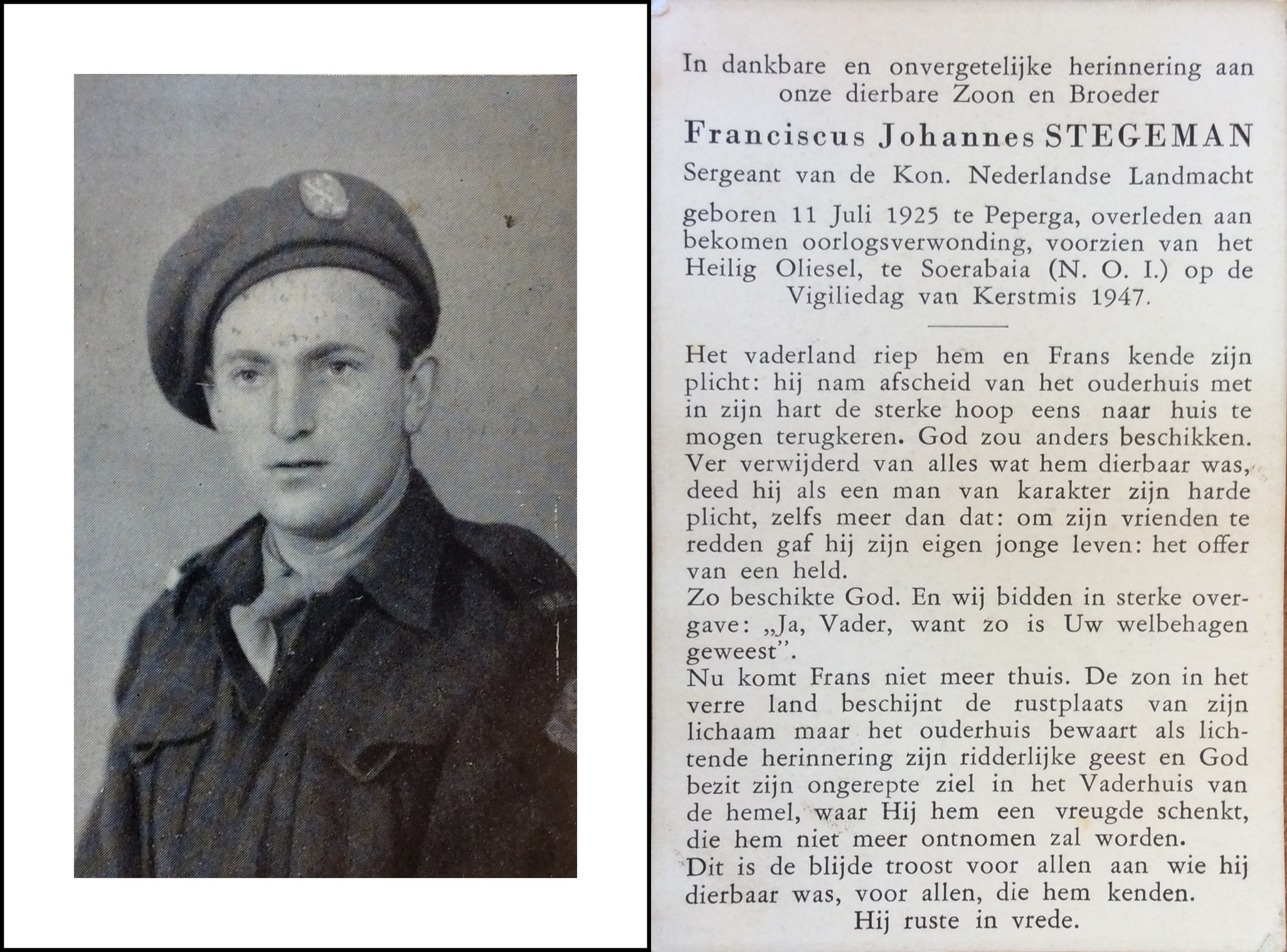 Franciscus Johannes Stegeman - bidprentje