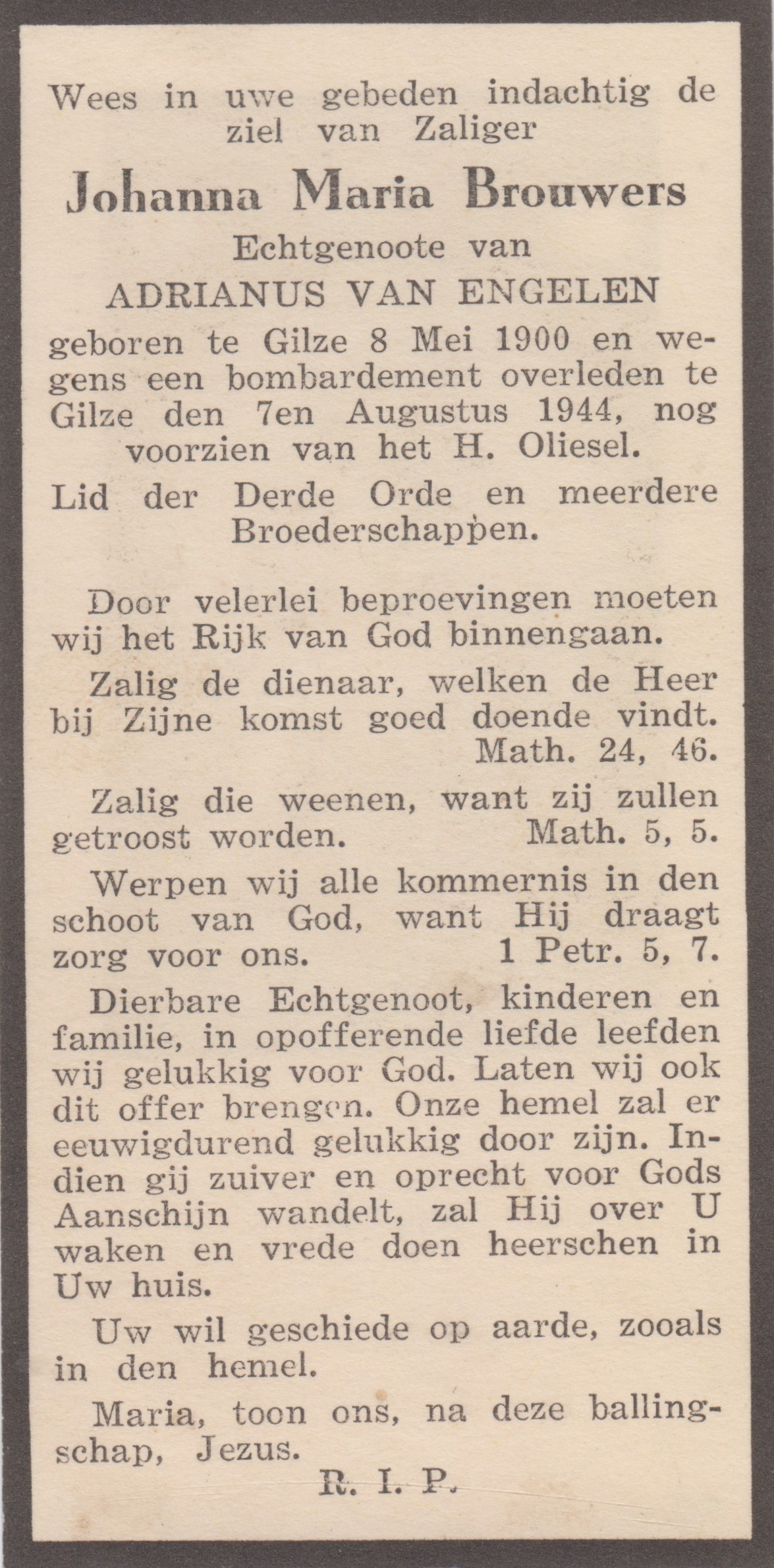 Afbeelding/portret van Johanna Maria van Engelen-Brouwers